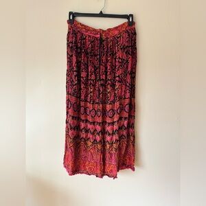 Boho Pink Floral Maxi Skirt with Drawstring Waist